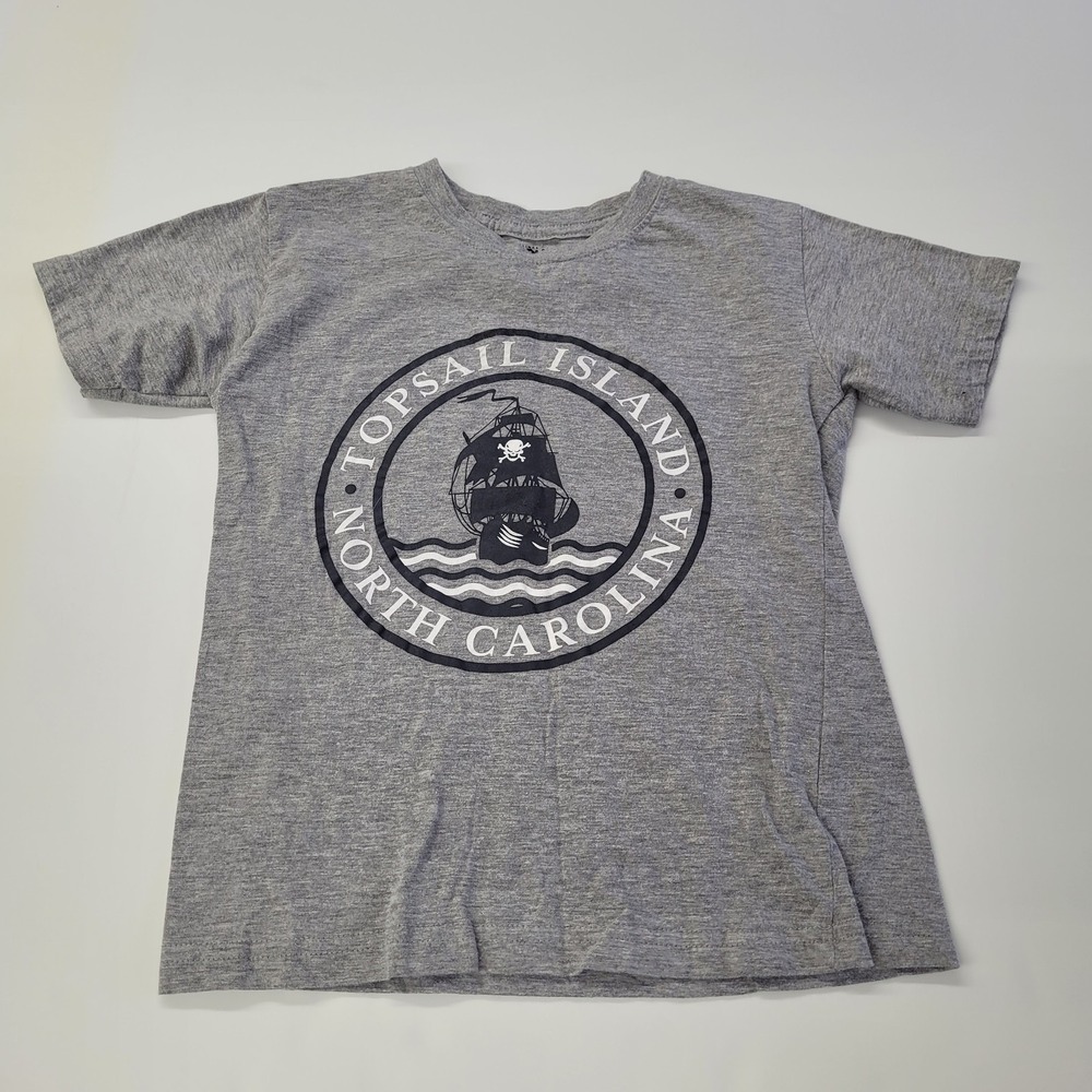 Topsail Island Shirt Youth Small North Carolina Pirate Ship Graphic Kids Tee‎